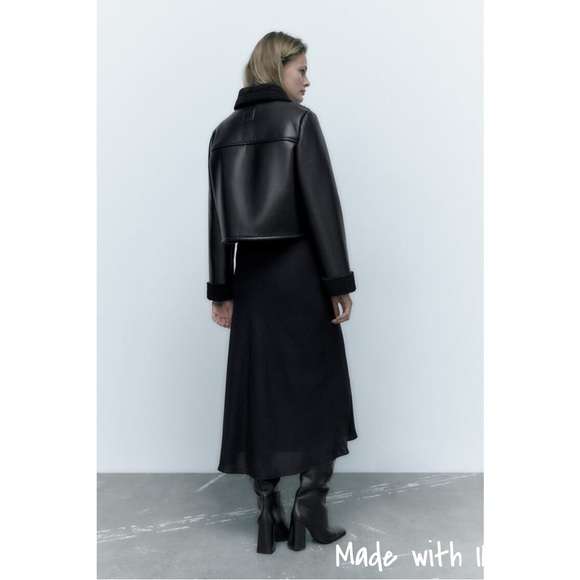 Zara Faux Leather Lined with Faux Shearling Jacket - Picture 5 of 16